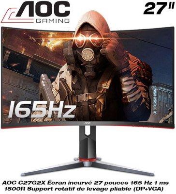AOC GAMING - Moniteur de Jeu AOC Incurvé 27 Pouces Ultra HD
