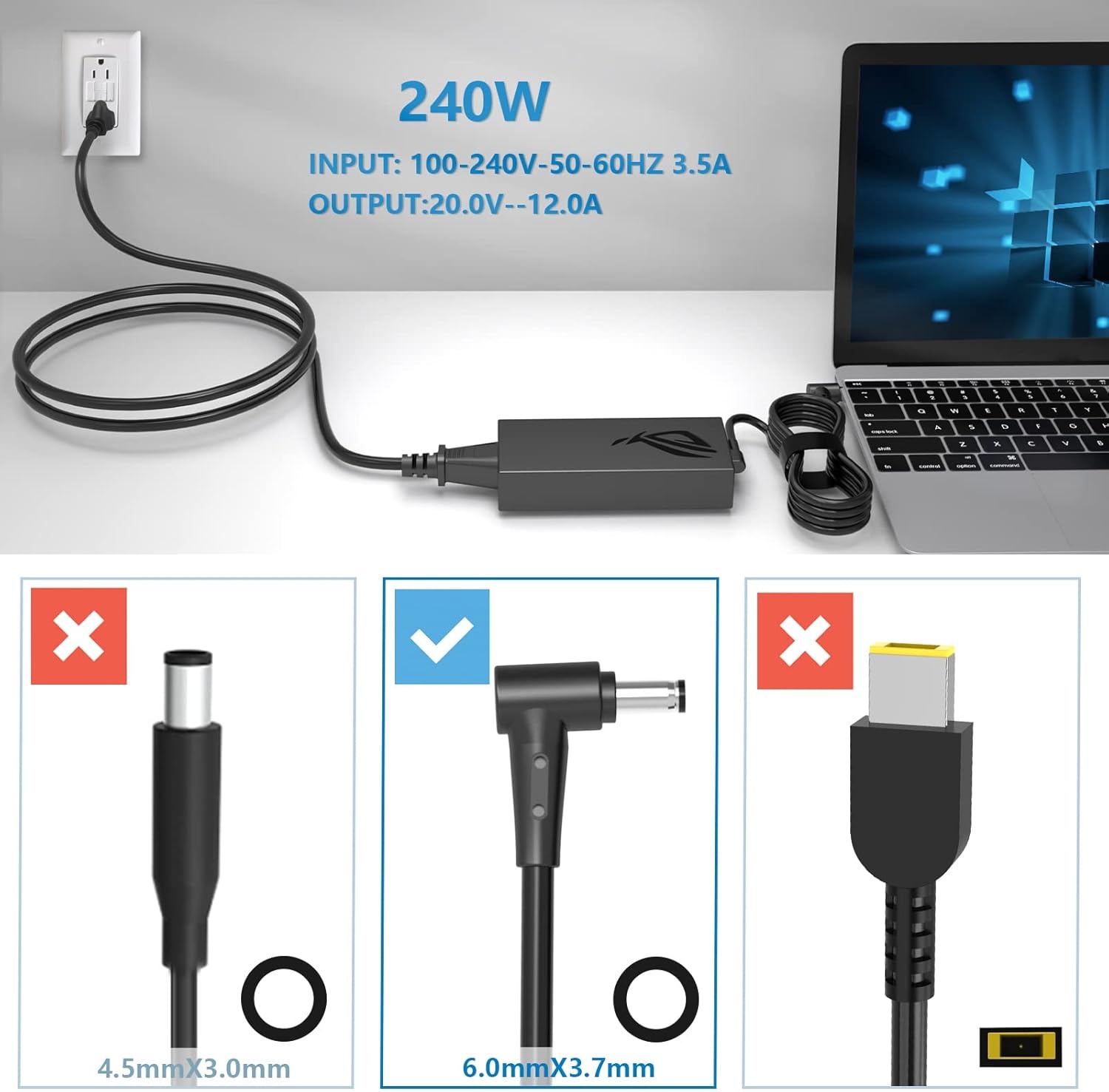 Chargeur ASUS ROG 240W (ADP-240EB B) – Adaptateur Secteur Haute Performance image 3