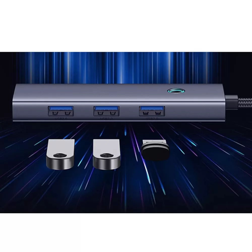 Adaptateur Hub USB-C 4-en-1 Baseus : USB 3.0, Grisimage-2