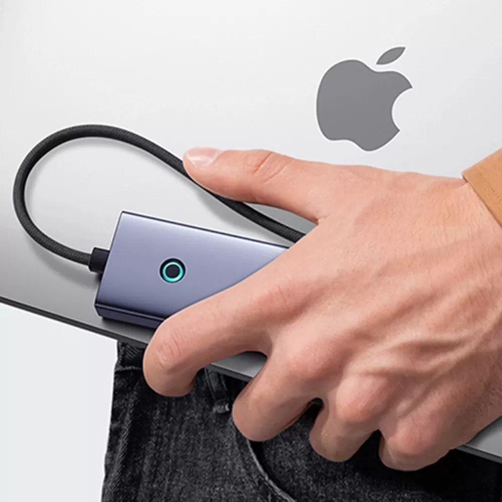 Adaptateur Hub USB-C 4-en-1 Baseus : USB 3.0, Gris image 3