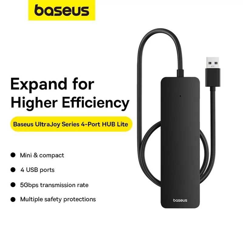 Adaptateur USB 3.0 4 Ports Baseus - 15cm Noir image 3