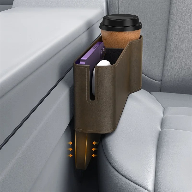 Bas192 – Organisateur de Siège de Voiture en Cuir PU – Rangement Latéral & Porte-Gobeletsimage-2