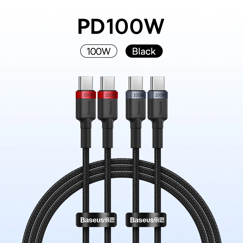 Baseus 2 Câbles USB-C 100W - Charge Rapide iPhone 15/16, MacBook, iPad - Lot de 2 Câbles Type-C image 1