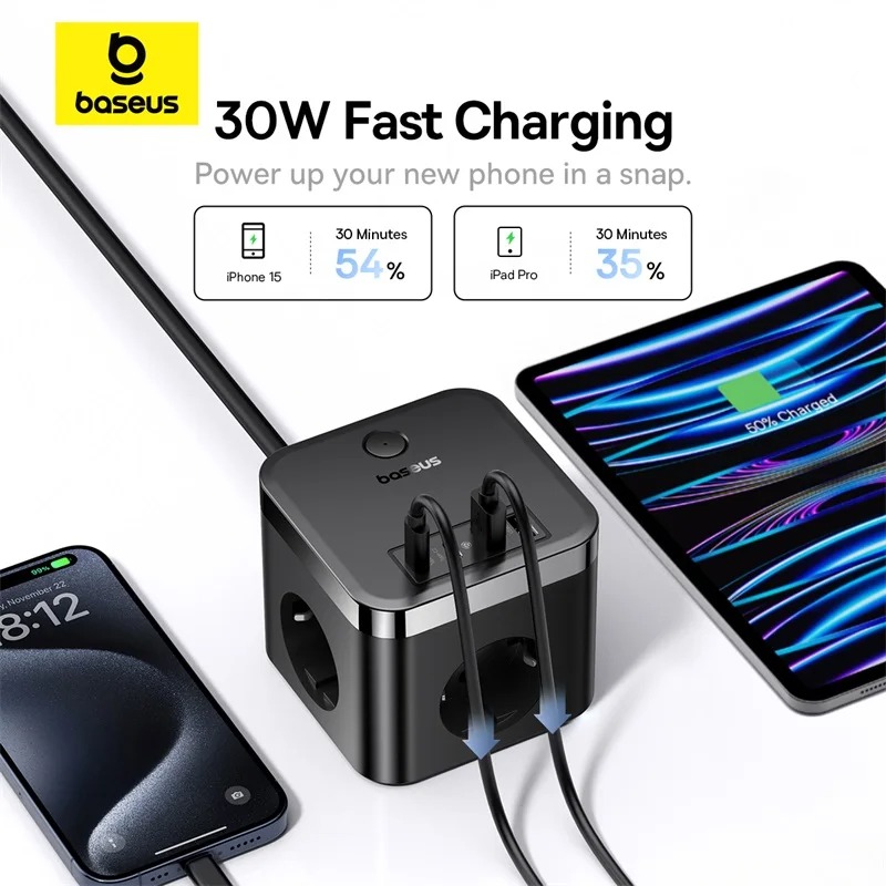 Baseus 7-en-1 Multiprise de Charge Rapide : Alimentez Tous Vos Appareils Simultanémentimage-2