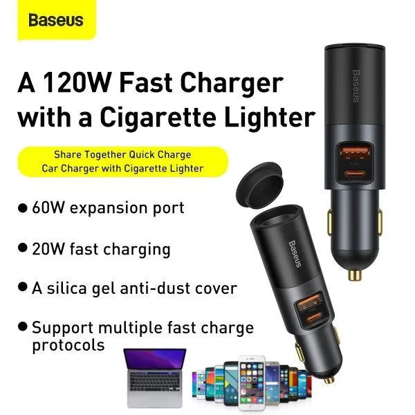 Allume-Cigare Baseus Chargeur de Voiture USB 120W image 3