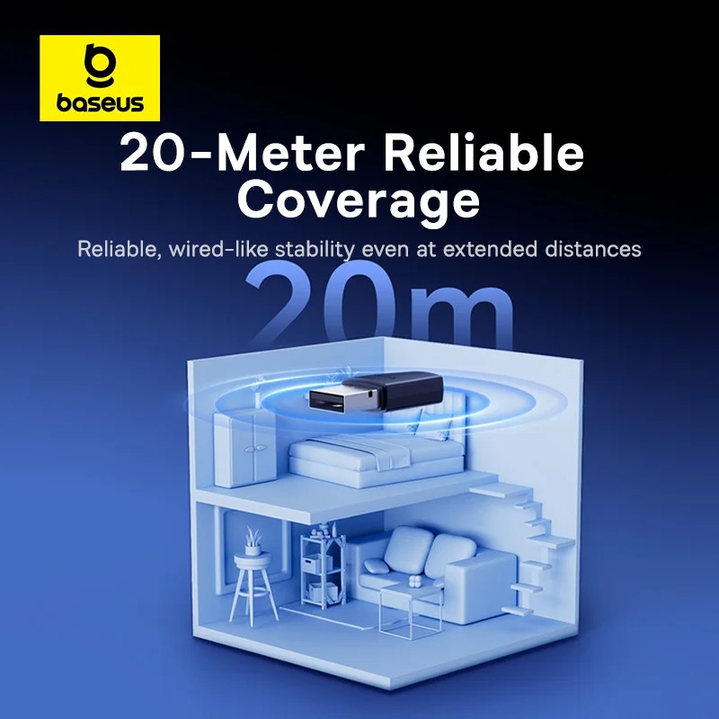 Baseus BA04 Plus – Adaptateur USB Bluetooth 5.4 pour PC & Laptopimage 4