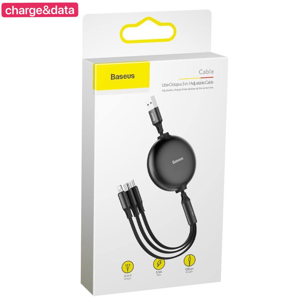 Câble de Données Baseus 3 en 1 Type-C vers MicroUSB, USB-C et Lightning 100wimage-2