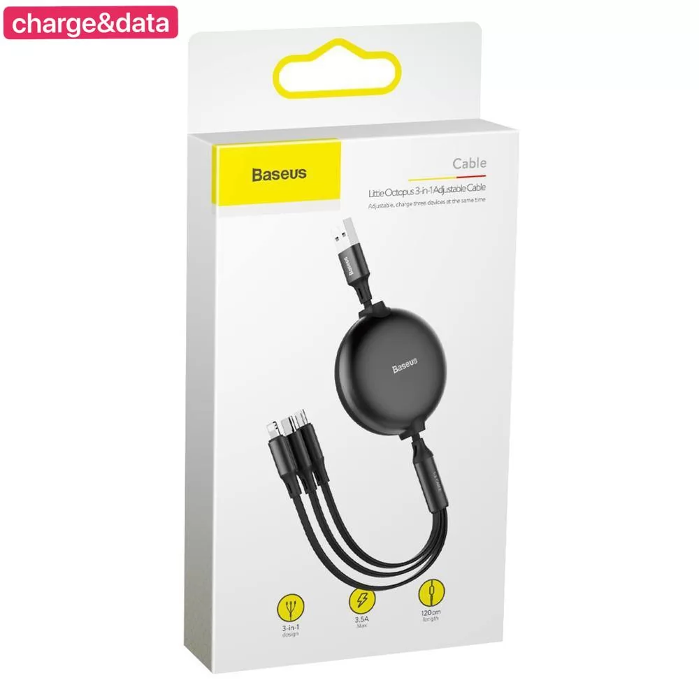 Câble Baseus USB 3 en 1 Type-C Lightning Micro image 1