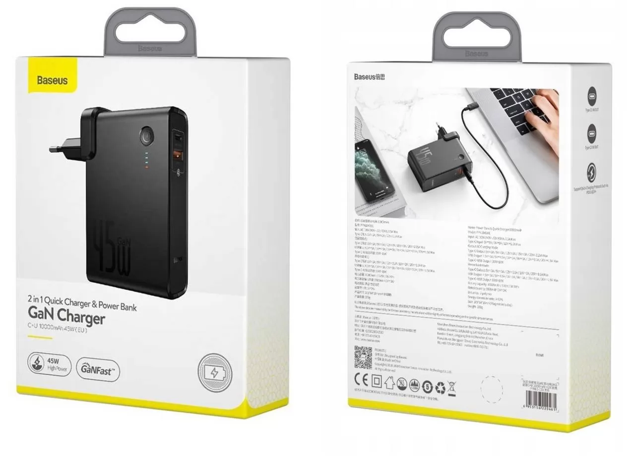 Baseus Chargeur 45W 10000mAh Power Bank avec GaN Tech 2en1 image 1