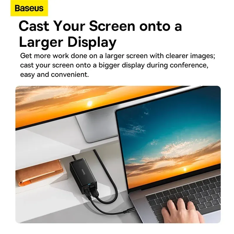 Baseus GaN5 Pro 67W – Station de Charge de Bureau USB-C + HDMIimage 4