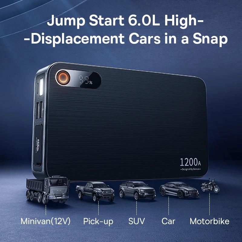 Baseus Jump Starter Pro 1200A – Démarreur de Batterie Haute Puissanceimage-2