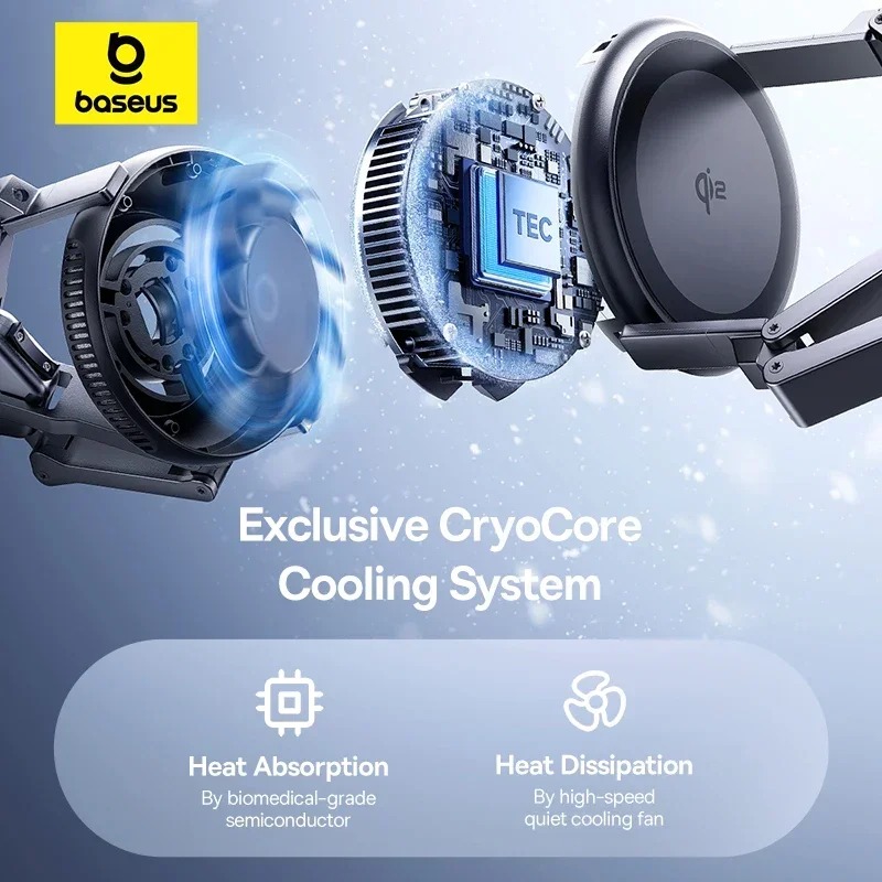 Baseus MagPro 3-en-1 – Station de Charge Qi2 avec Refroidissement TEC image 3