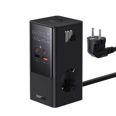 BASEUS - Baseus PowerCombo Tower : Multiprise 6-en-1 avec Charge Rapide USB-C 100W