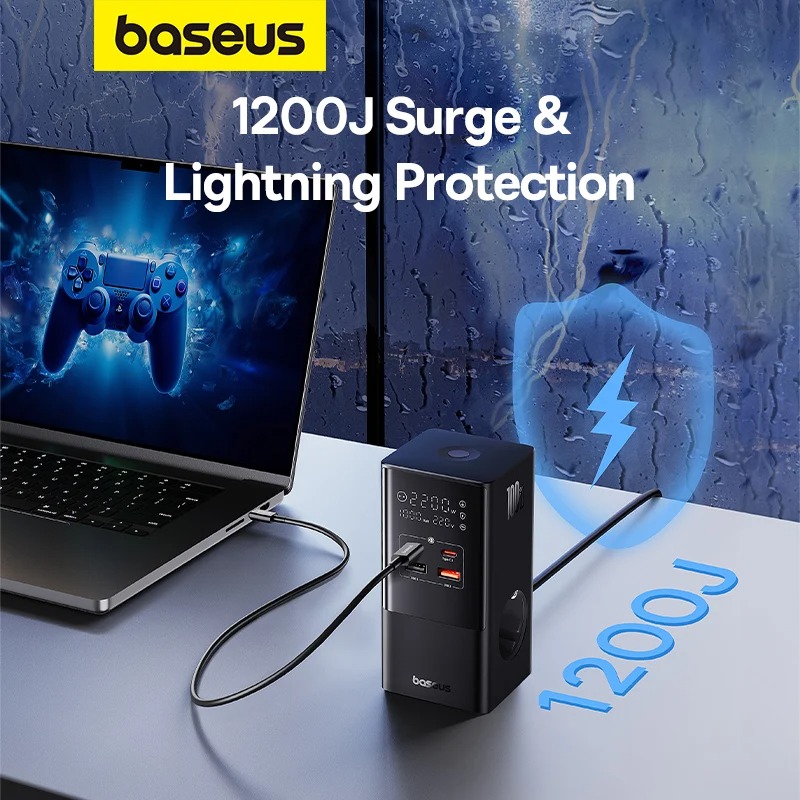 Baseus PowerCombo Tower : Multiprise 6-en-1 avec Charge Rapide USB-C 100Wimage-2