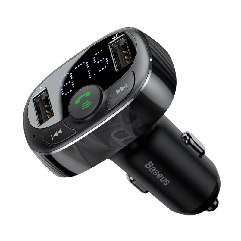 Baseus Transmetteur FM Bluetooth MP3 Lecteur Audio Voiture - 2xUSB, microSD, Noir (CCMT000001) image 1