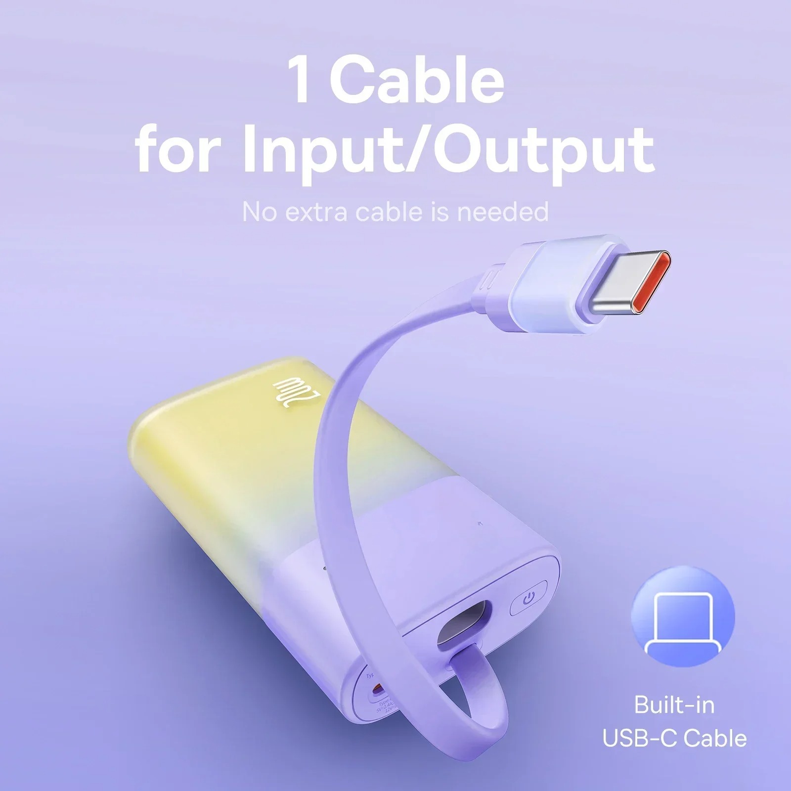 Batterie Externe Portable à Charge Rapide PD 20W avec Câble Intégré pour iPhone image 3