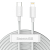 Câble Baseus Type-C vers Lightning 20W 1.5M (Lot de 2) - Charge Rapide PD - Blanc image 1