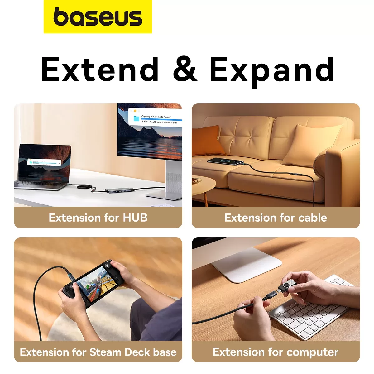 Câble d'Extension USB 3.1 Type-C Baseus 10Gbps - Série Haute Définition - Transfert de Données Rapideimage 4