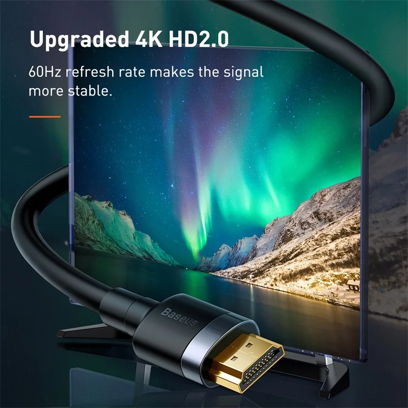 Câble HDMI 4K Baseus Ultra Haute Vitesse - Compatible Xiaomi TV Box, PS5, USB HUB - 4K @ 60Hz HD 2.0 (Séparateur Vidéo) image 3