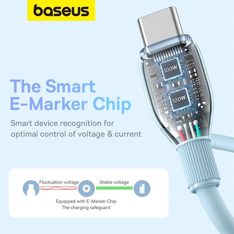 Câble USB-C Baseus 100W - Charge Rapide et Transfert de Données - 1.2M image 4