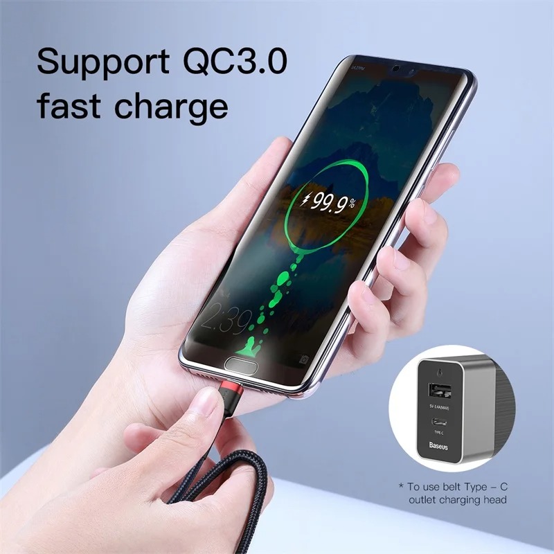 Câble USB-C Baseus Cafule PD 60W Charge Rapide & Transfert Données - 20V 3A (CCMT000001)image 4
