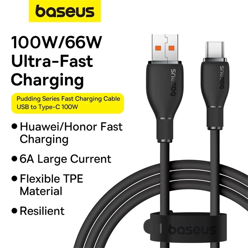 Câble USB vers Type-C Baseus 100W - Charge Rapide et Transfert de Données - 1.2M image 3