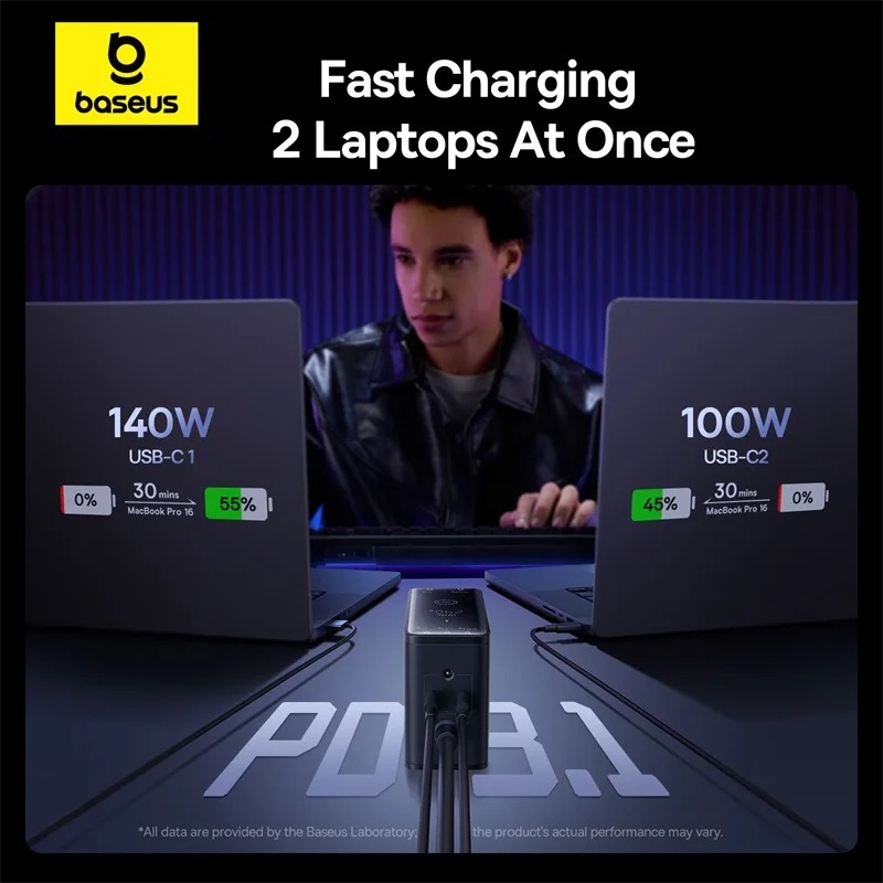 Chargeur GaN 240W Baseus - Charge Rapide USB-C et DC pour Ordinateur Portableimage-2
