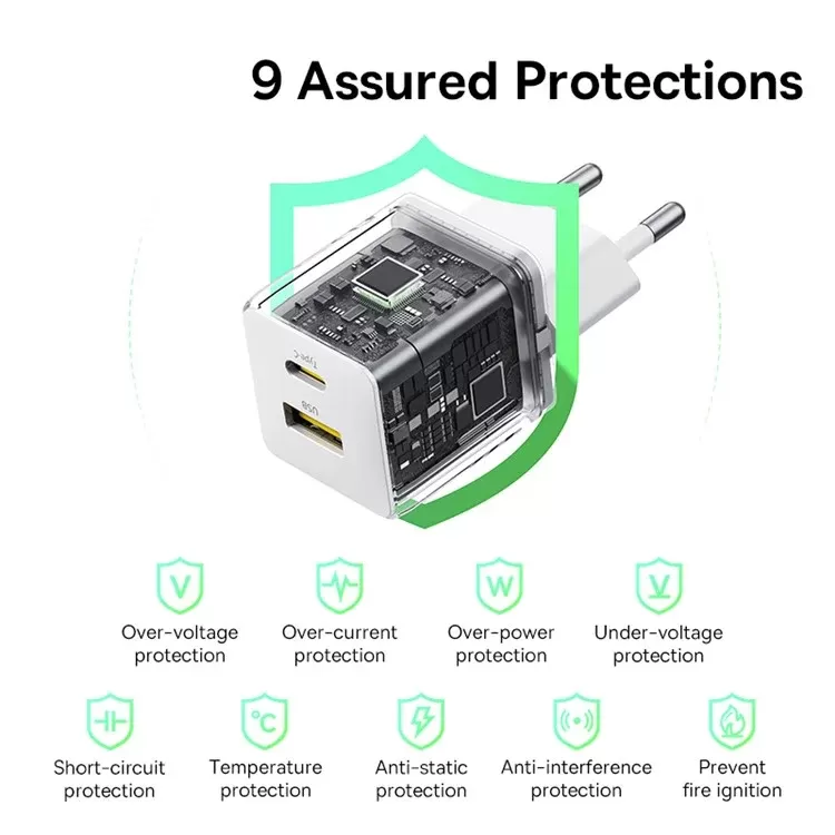 Chargeur Rapide Baseus Palm 20W USB-C + USB-A - image 4