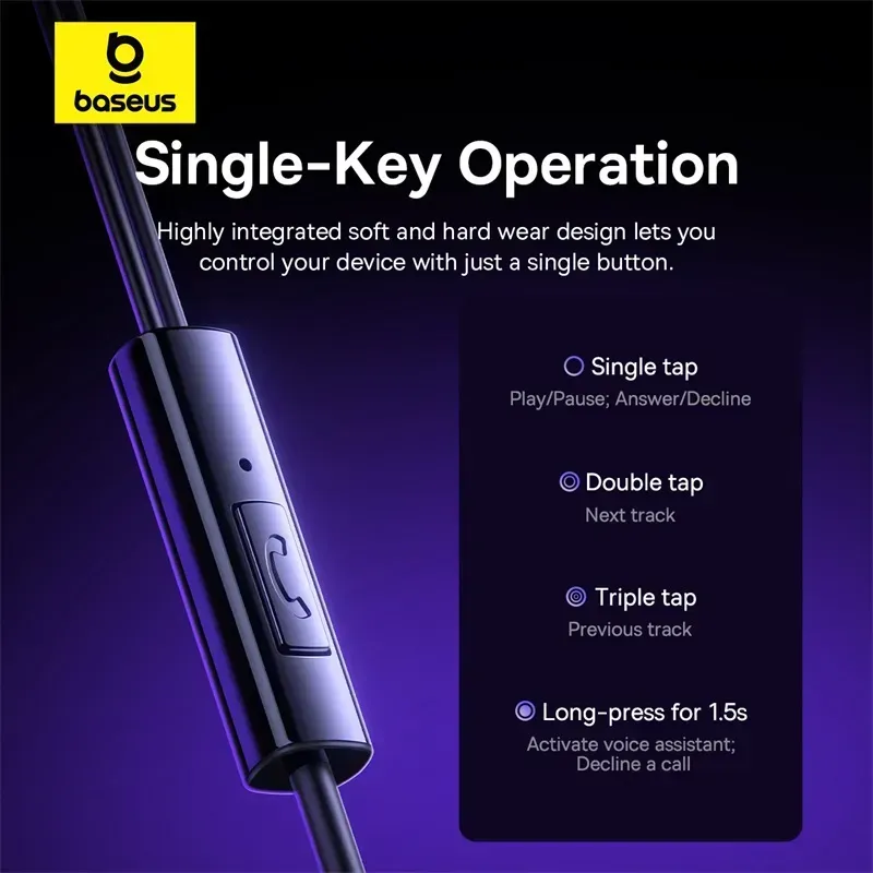 Écouteurs Filaire USB-C Baseus Encok CZ11 avec Microimage 4
