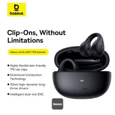 Écouteurs Sport Baseus AirGo AS01 Open-Ear – Sécurité et Confort Noir