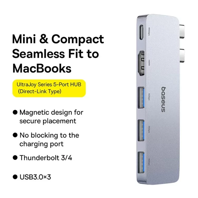 Hub USB-C 5 ports Baseus UltraJoy : 40Gbps, HDMI 4K, USB 3.0image 4