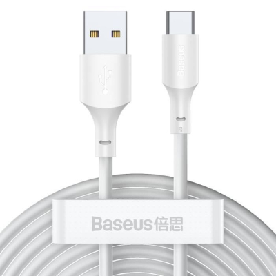 BASEUS - Lot de 2 Câbles USB vers USB-C Baseus 5A 40W 1.5m Blanc - Charge Rapide & Transfert de Données