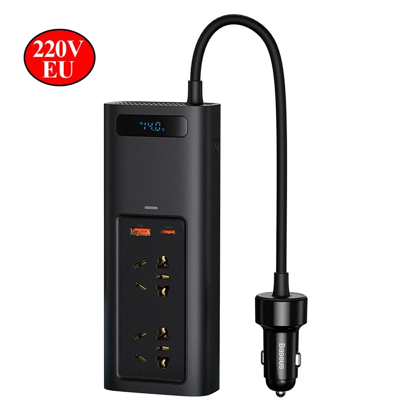 Onduleur de Voiture Baseus 150W 220V – Convertisseur DC 12V à AC image 1