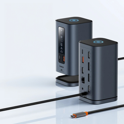 Station d'accueil USB-C Baseus 11-en-1 - Triple Affichage 4K - HDMI/DP/RJ45/PD 100W - Mac & Windows