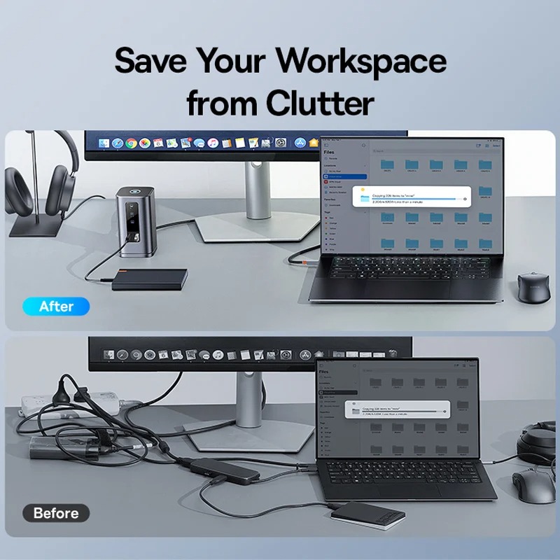 Station d'accueil USB-C Baseus 11-en-1 - Triple Affichage 4K - HDMI/DP/RJ45/PD 100W - Mac & Windowsimage-2