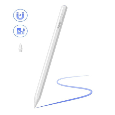 BASEUS - Stylet Actif Baseus - Écriture Fluide & Chargement Sans Fil/Filaire - Blanc - iPad & Tablettes