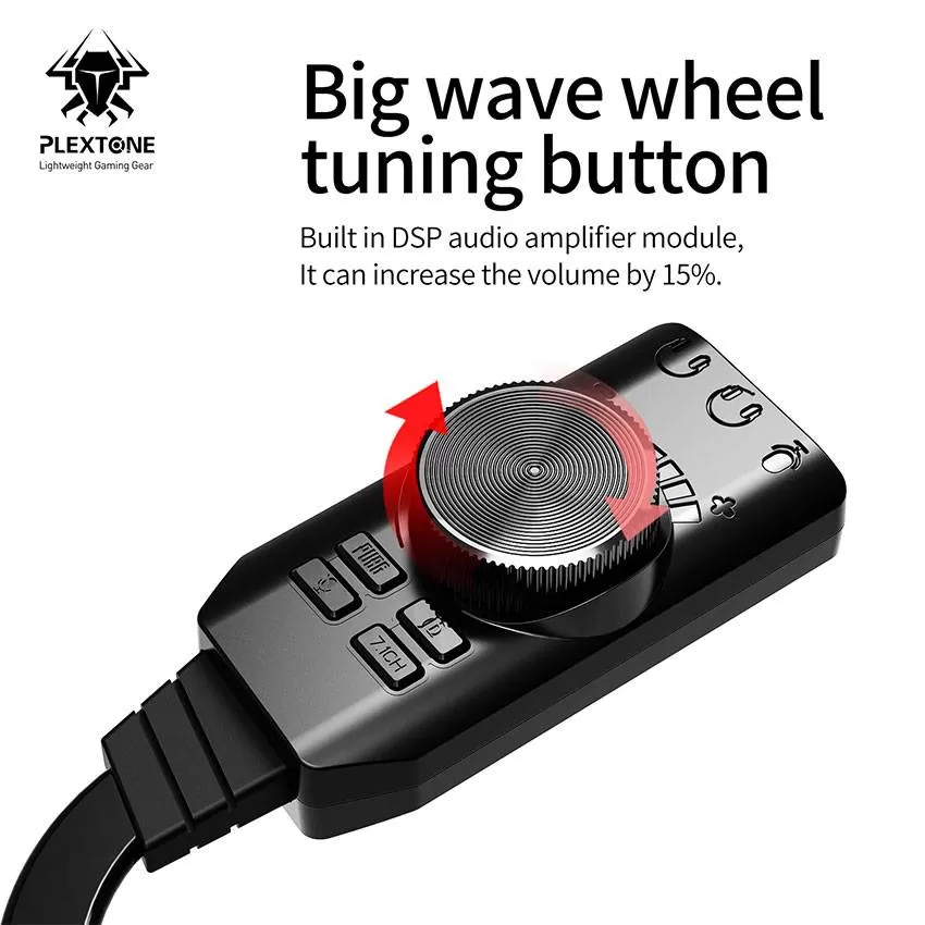 Plextone Adaptateur de convertisseur de carte son USB virtuel GS3, 7.1 canaux-0