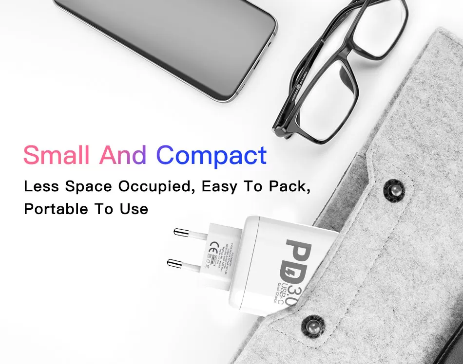 Chargeur MOXOM PD 3.0   Adaptateur de Charge rapide avec 2 port USB/TYPE-C  support 32W-1