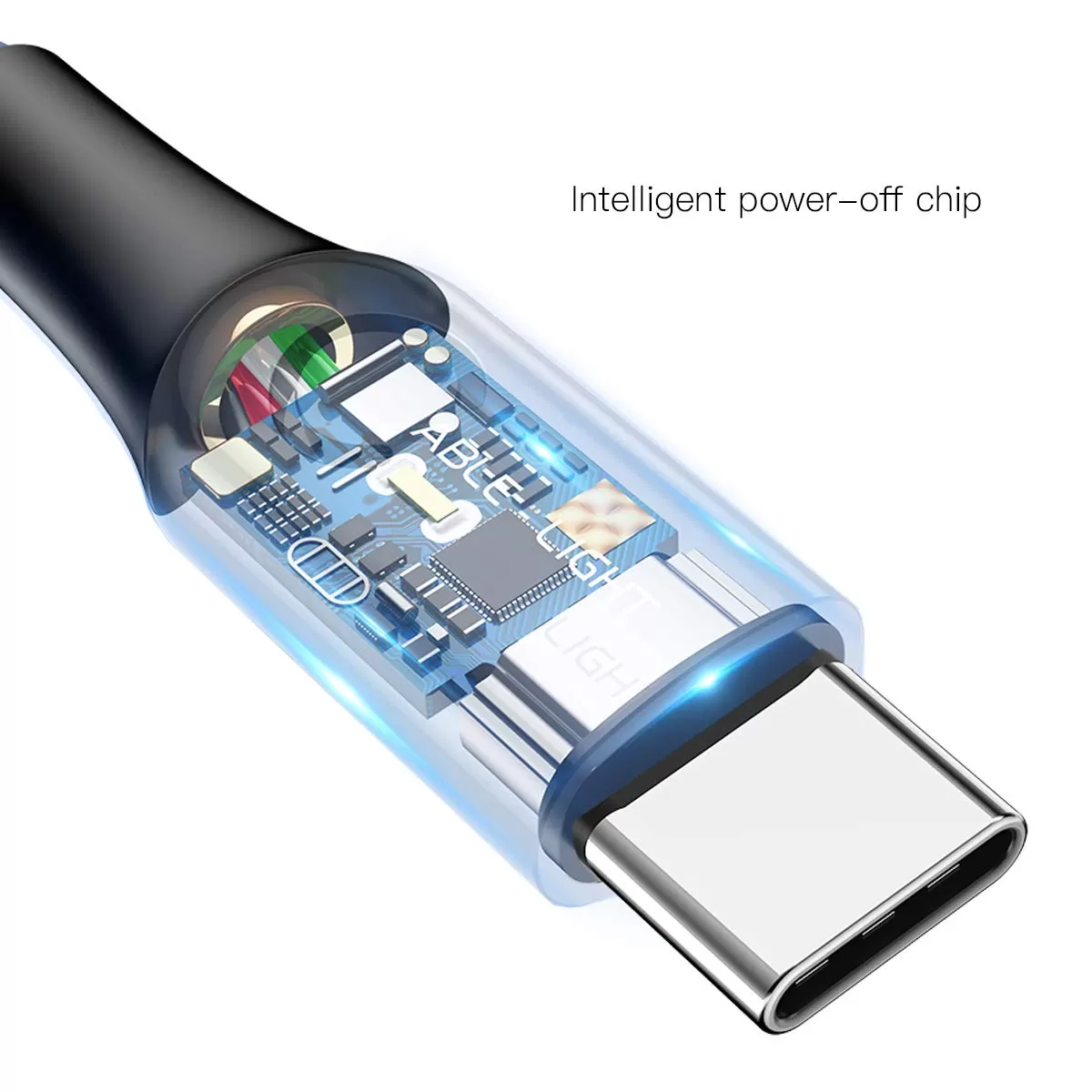 Baseus câble USB Type C, alimentation automatique, lumière, chargeur intelligent-0