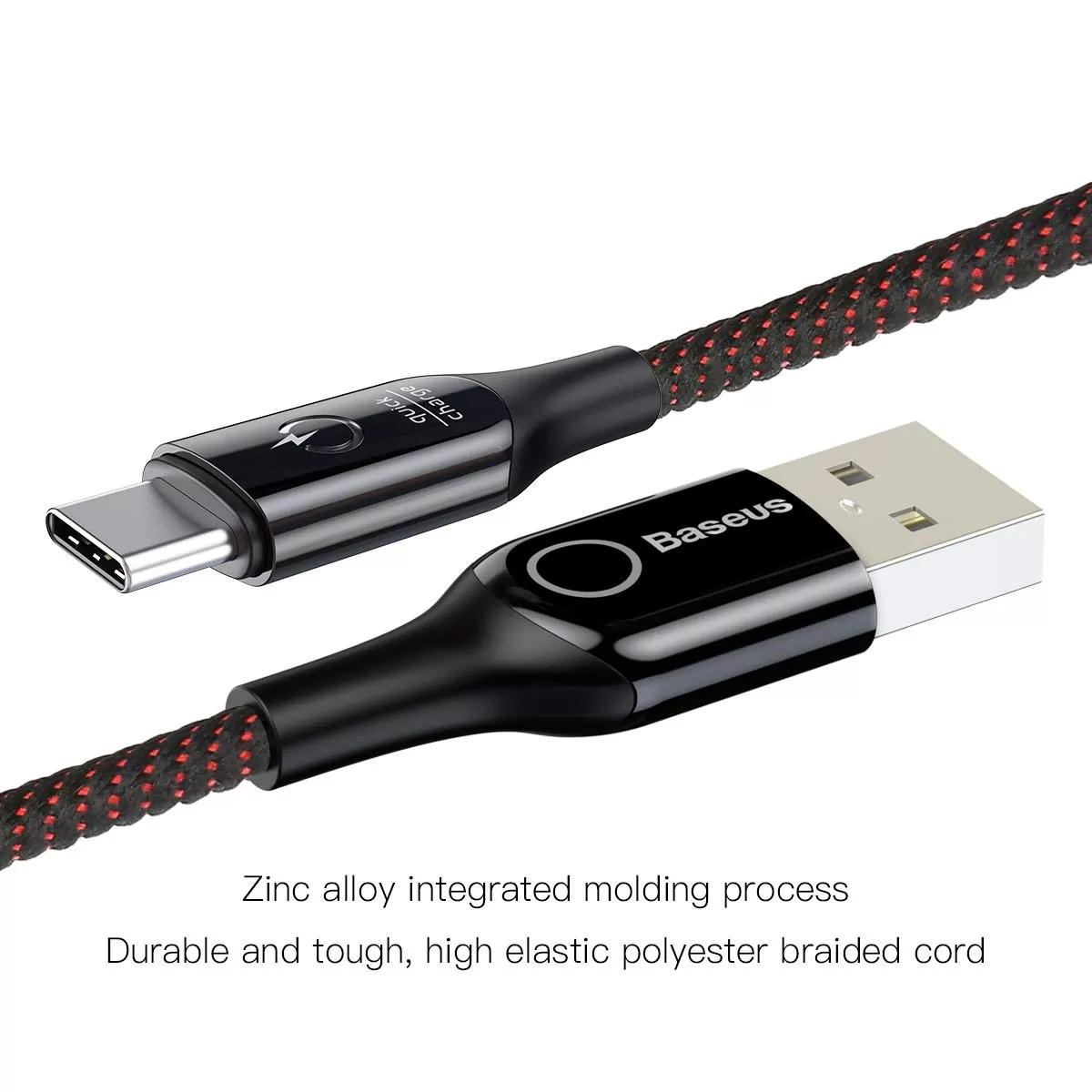 Baseus câble USB Type C, alimentation automatique, lumière, chargeur intelligent-1