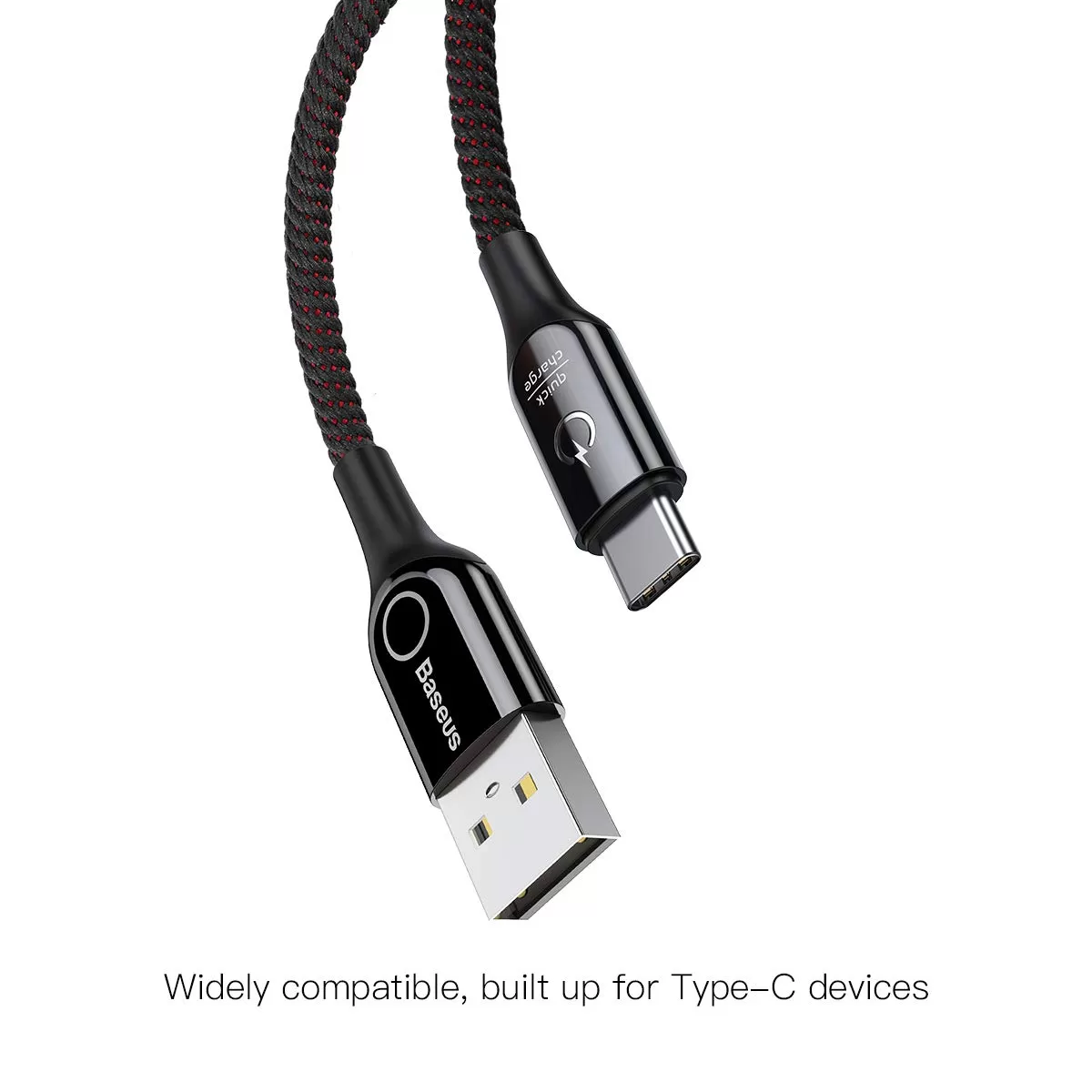 Baseus câble USB Type C, alimentation automatique, lumière, chargeur intelligent-4