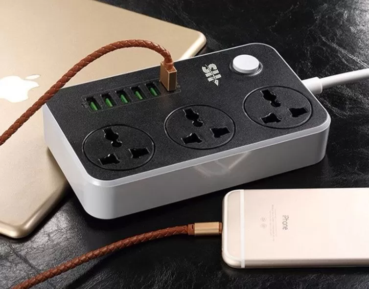 Prise de Voyage Multifonction 6 Ports USB SHTEL pour Bureau à Domicile-0