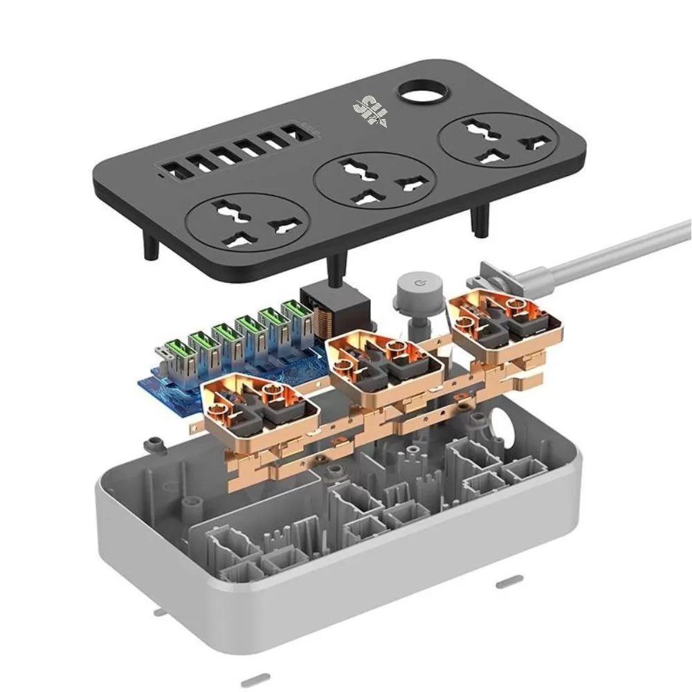 Prise de Voyage Multifonction 6 Ports USB SHTEL pour Bureau à Domicile-1