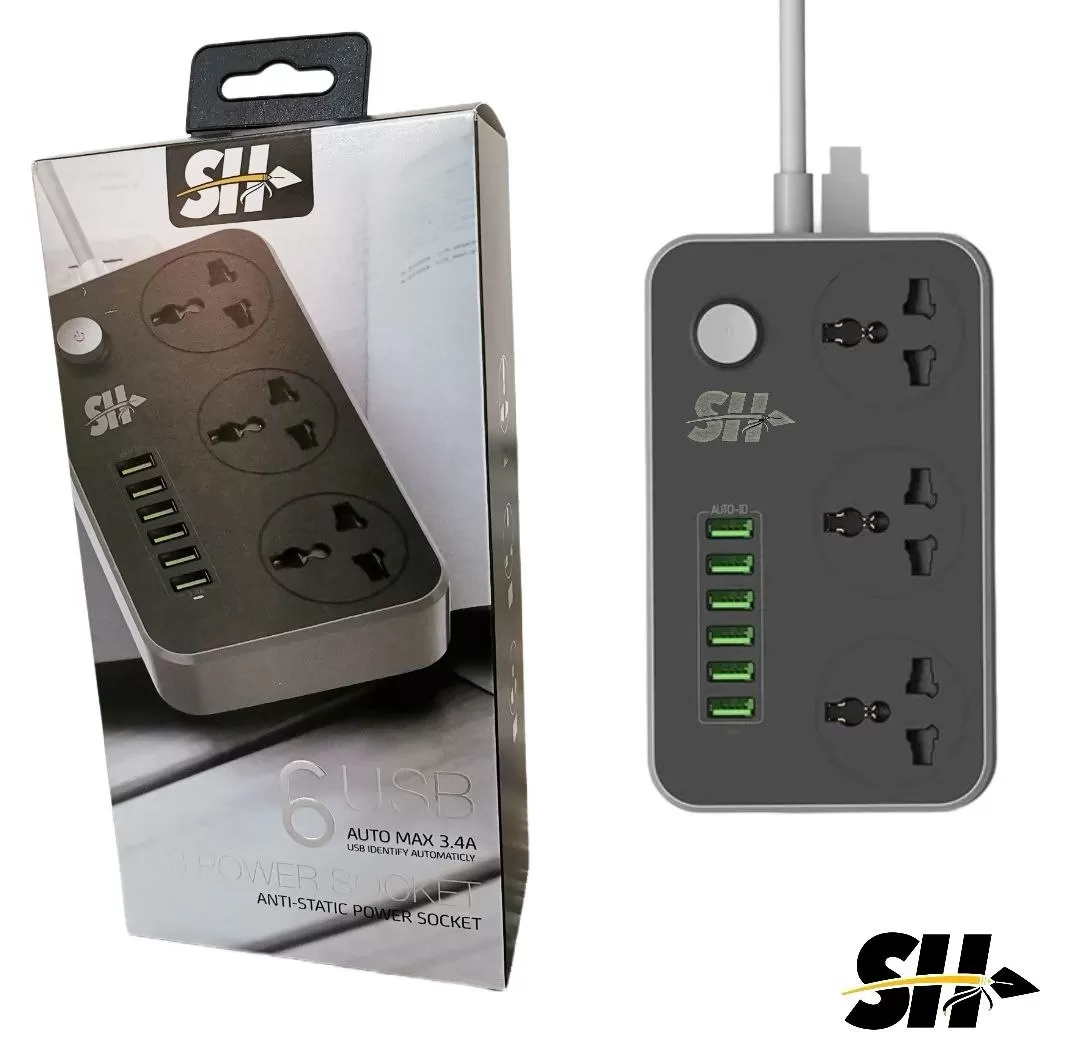 Prise de Voyage Multifonction 6 Ports USB SHTEL pour Bureau à Domicile-2