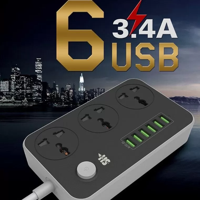Prise de Voyage Multifonction 6 Ports USB SHTEL pour Bureau à Domicile-3