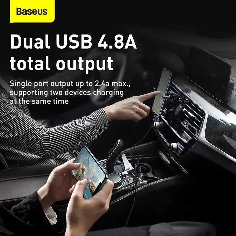 Baseus Mini chargeur de voiture à 2 ports USB 4,8A-1