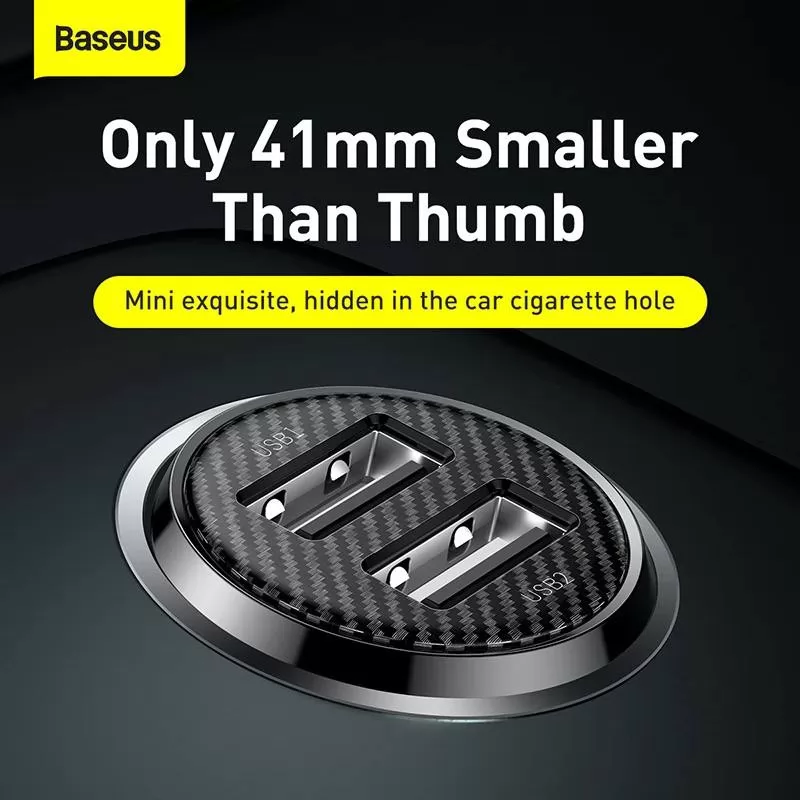 Baseus Mini chargeur de voiture à 2 ports USB 4,8A-3