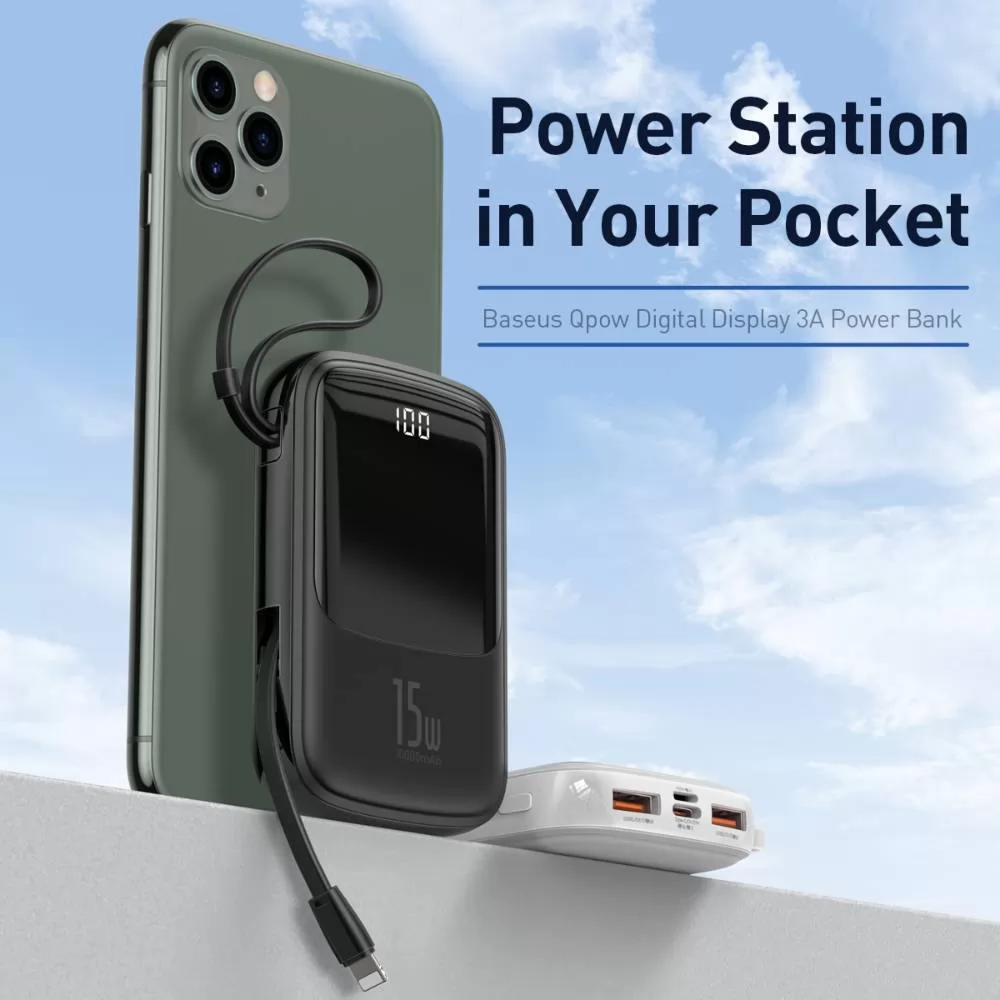 BASEUS Power Bank 10000mAh avec câble USB de type C, double sortie USB USB C-0