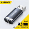 Adaptateur Audio USB-A vers Jack 3,5 mm ESSAGER Aluminium Pro – Carte Son Externe Plug & Play pour PC, Mac, PS5 & PS4image-2