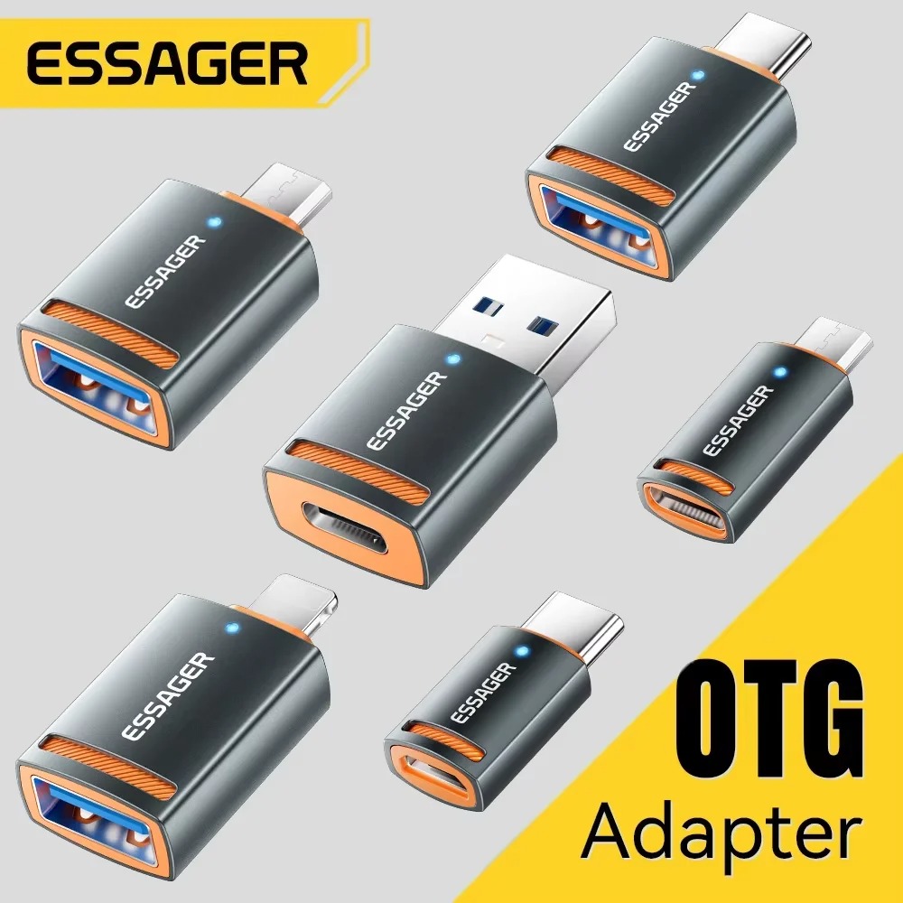 Adaptateur OTG Essager USB 3.0 Multi-Connecteurs – Convertisseur Type-C, Micro USB & Lightning pour iPhone, Xiaomi & MacBook